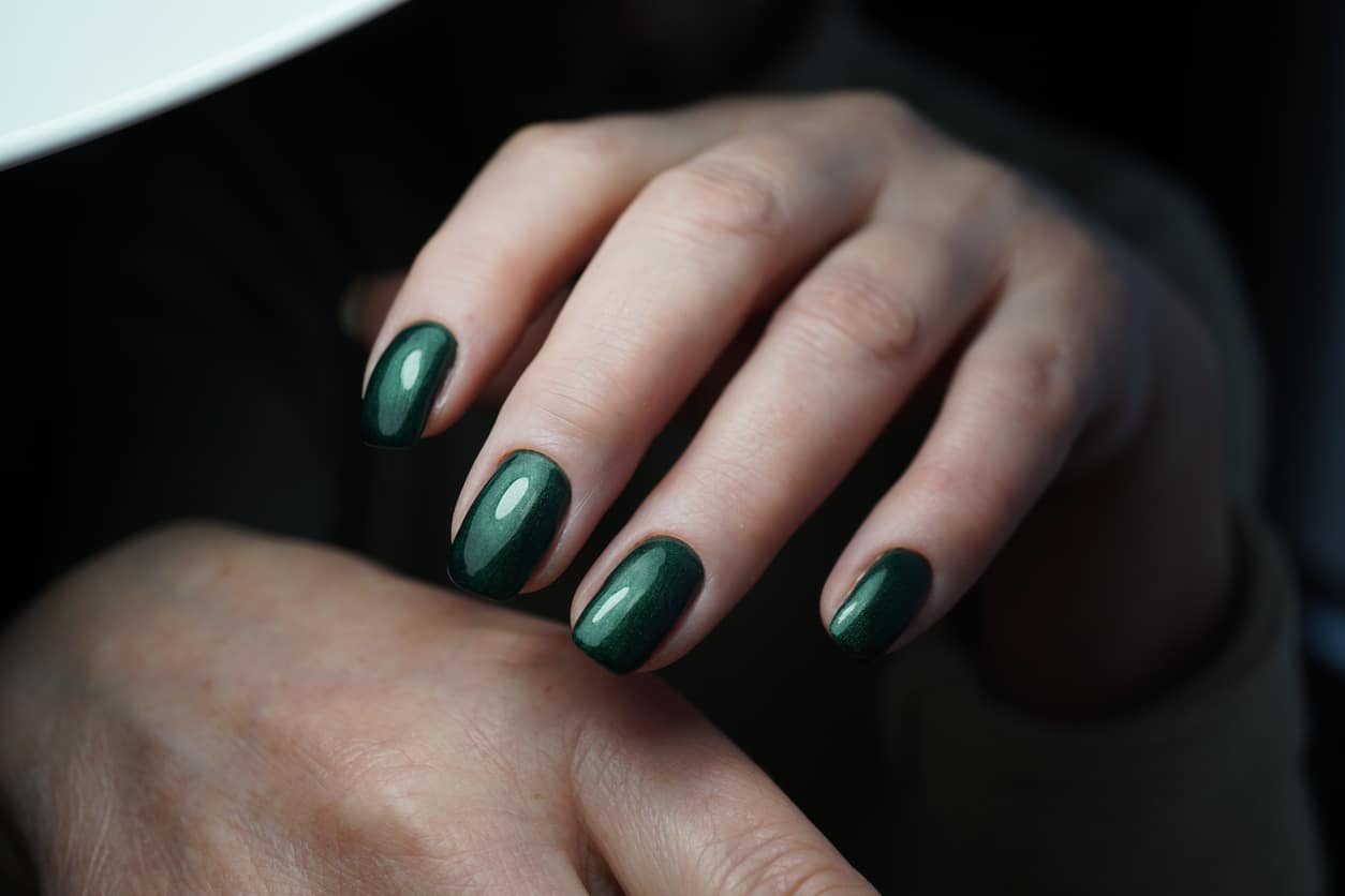 Dark Army Green Nails