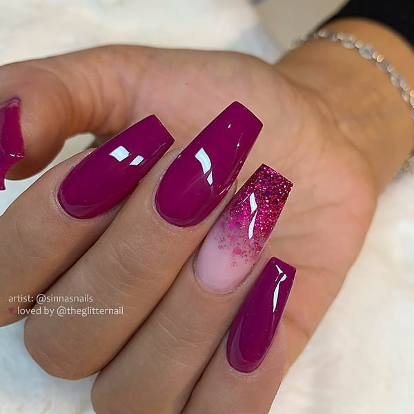 Dark Purple And Pink Nails