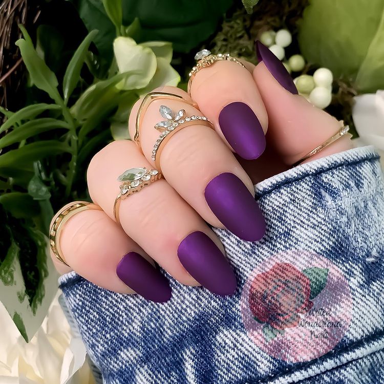 Dark Purple Matte Nails