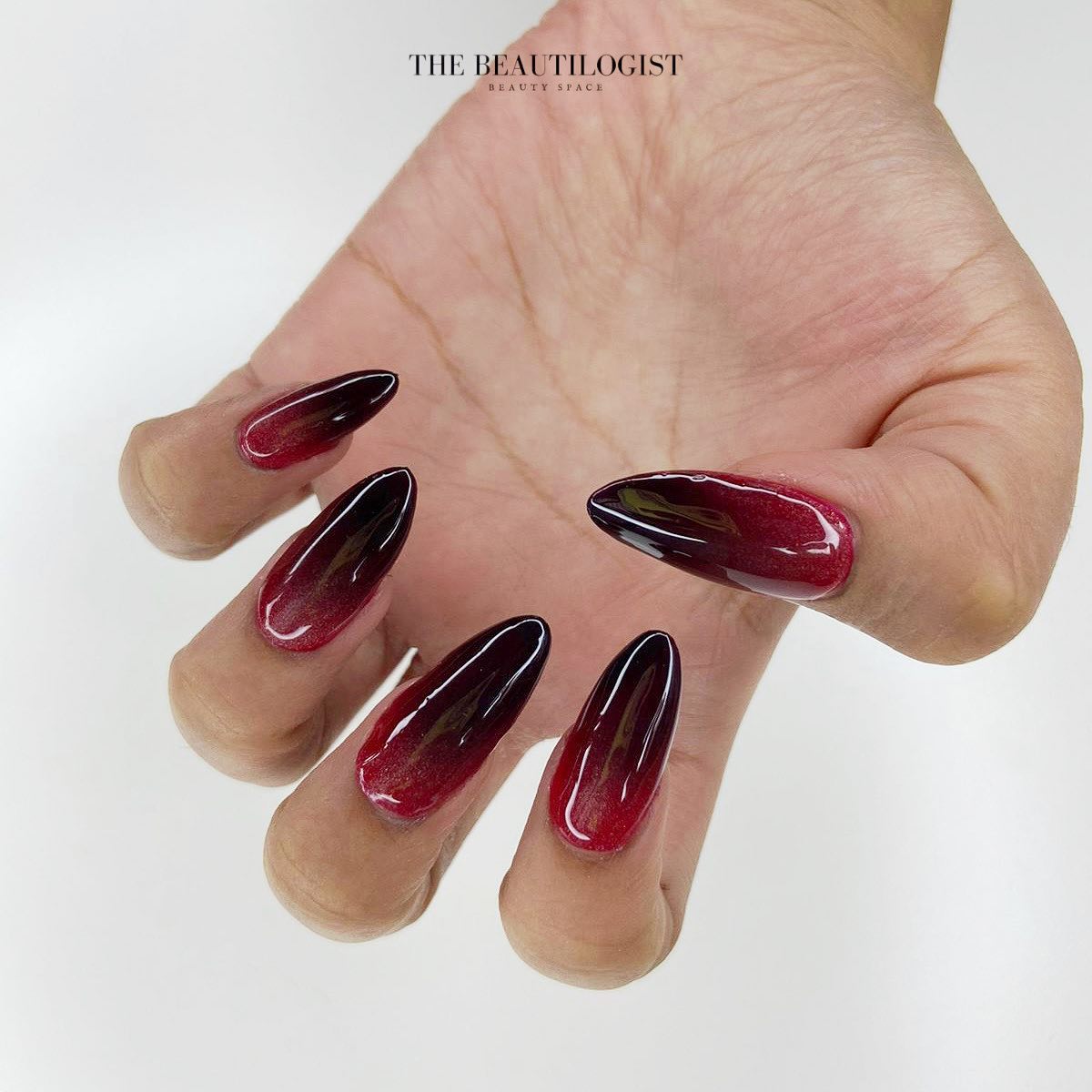 Dark Red Ombre Nails