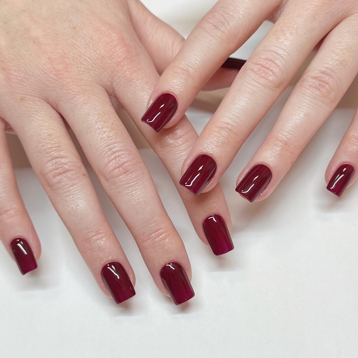Dark Red Square Nails