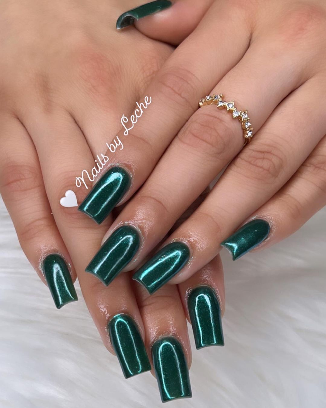 Emerald Green Gel Acrylic Nails