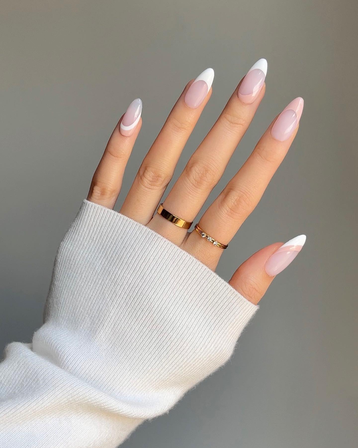 French Manicure Almond Nails