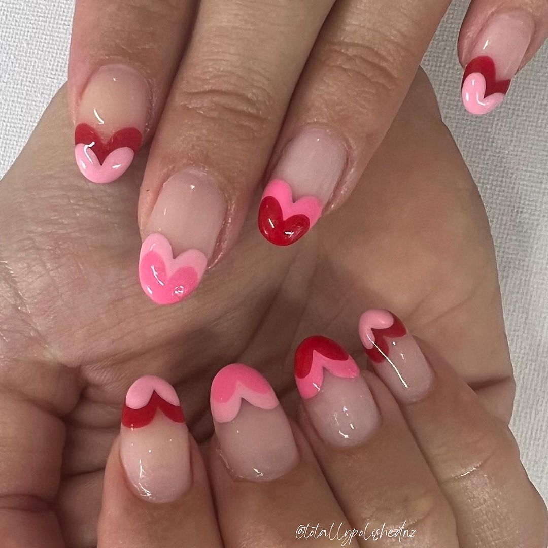 French Nails With Hearts