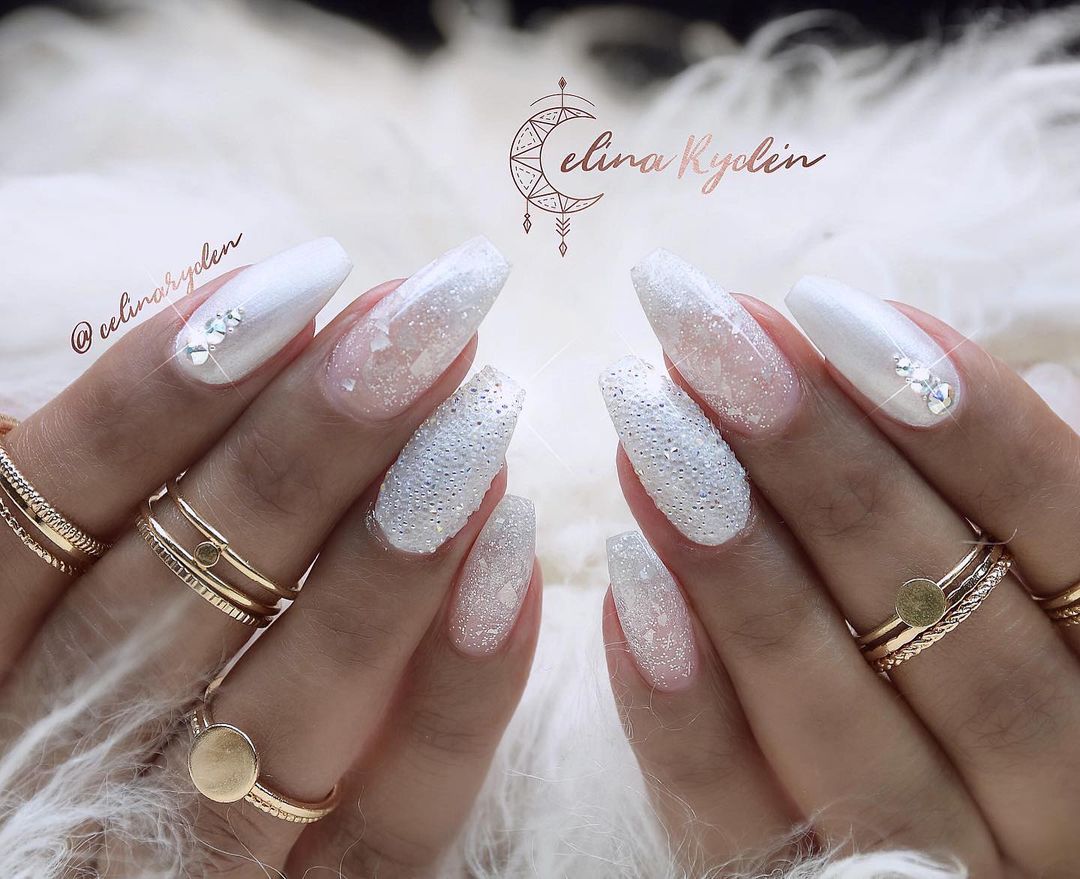 French Ombre Nails with Silver Glitter