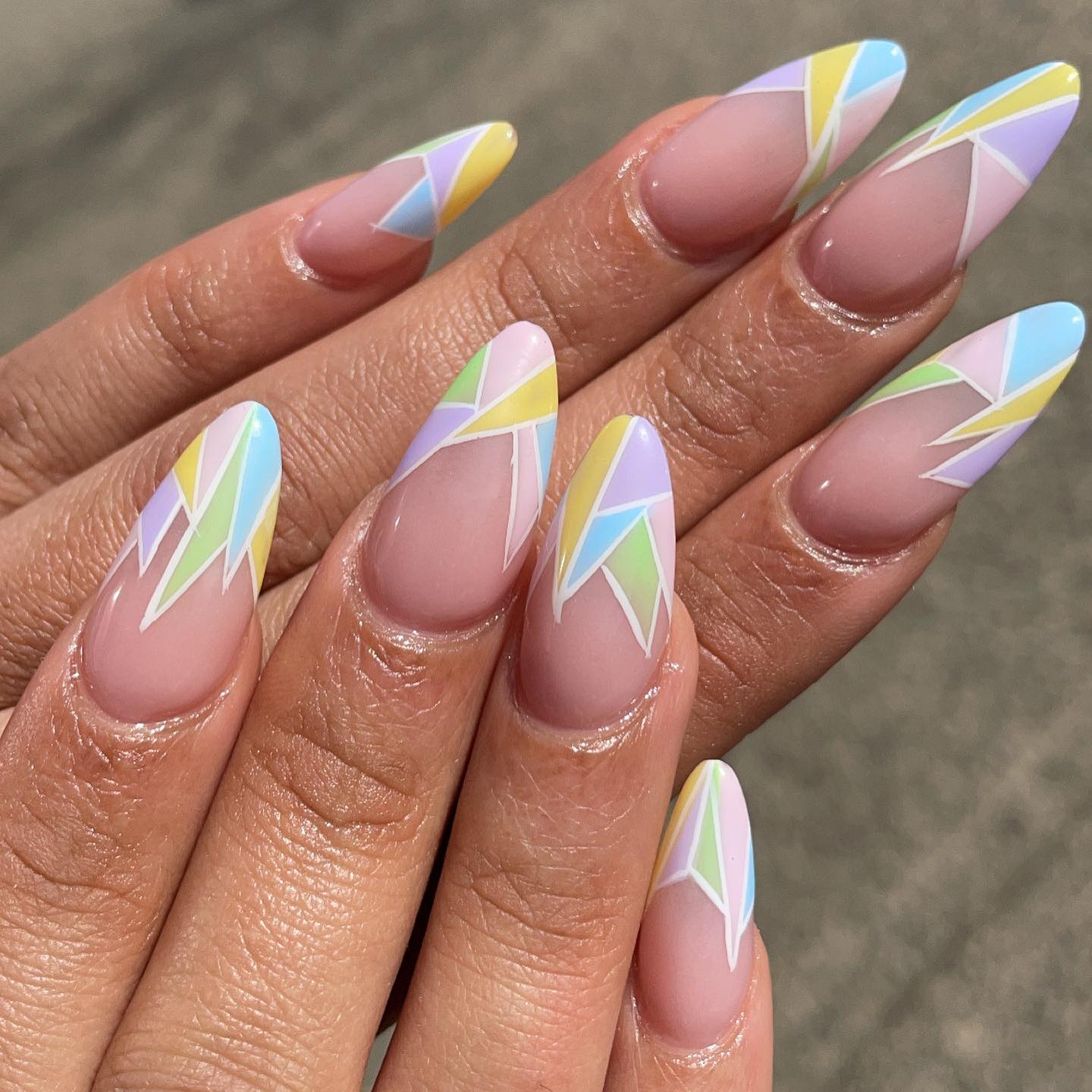 Geometric French Tip Coffin Nails