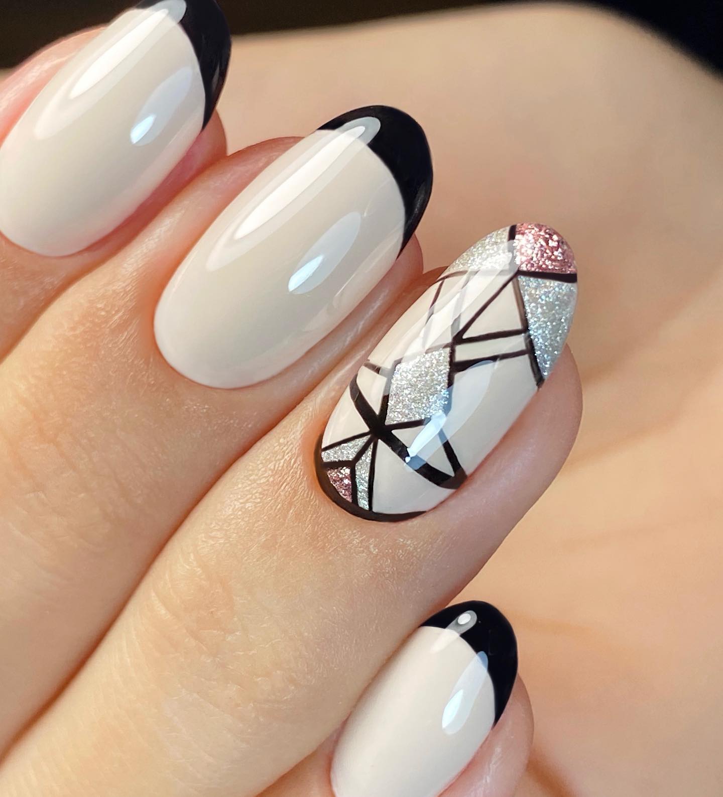 Geometric Wedding Nails