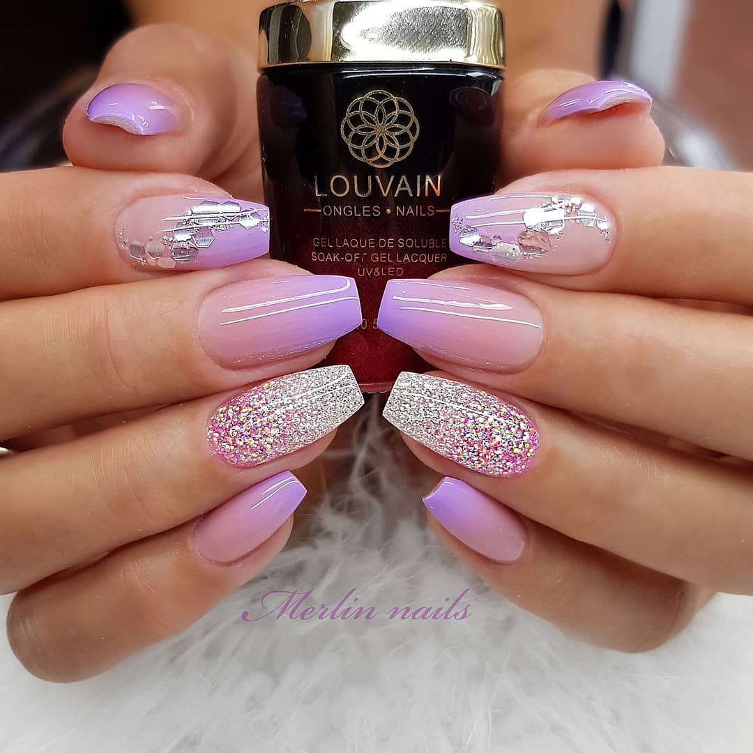 Glitter Light Purple Nails