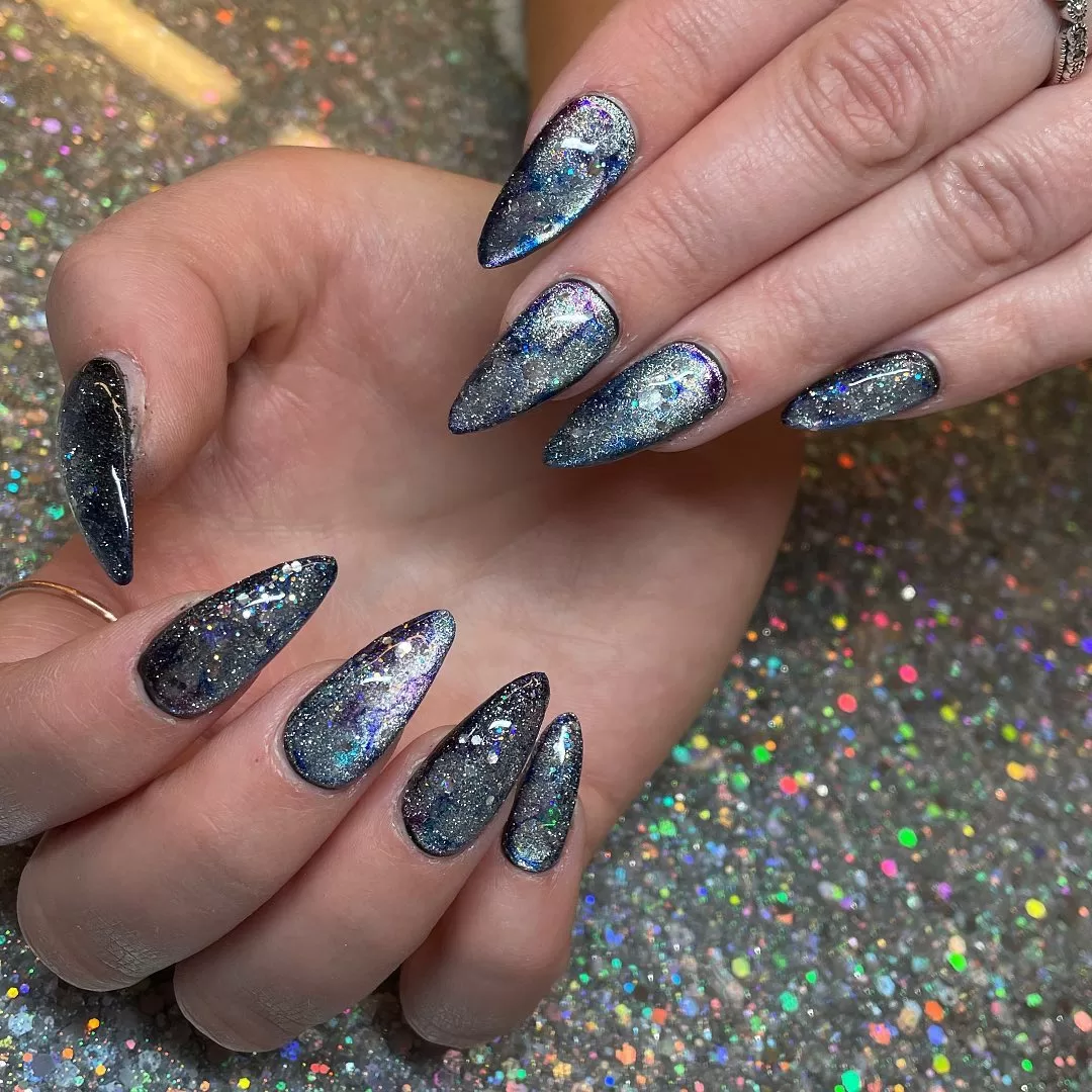 Glittery Galaxy Nails