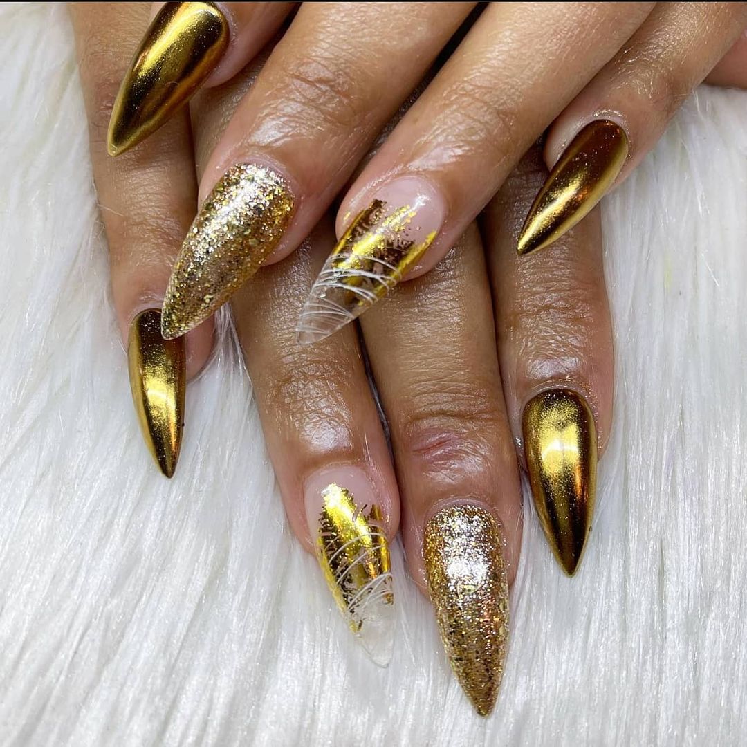 Gold Stiletto Nails