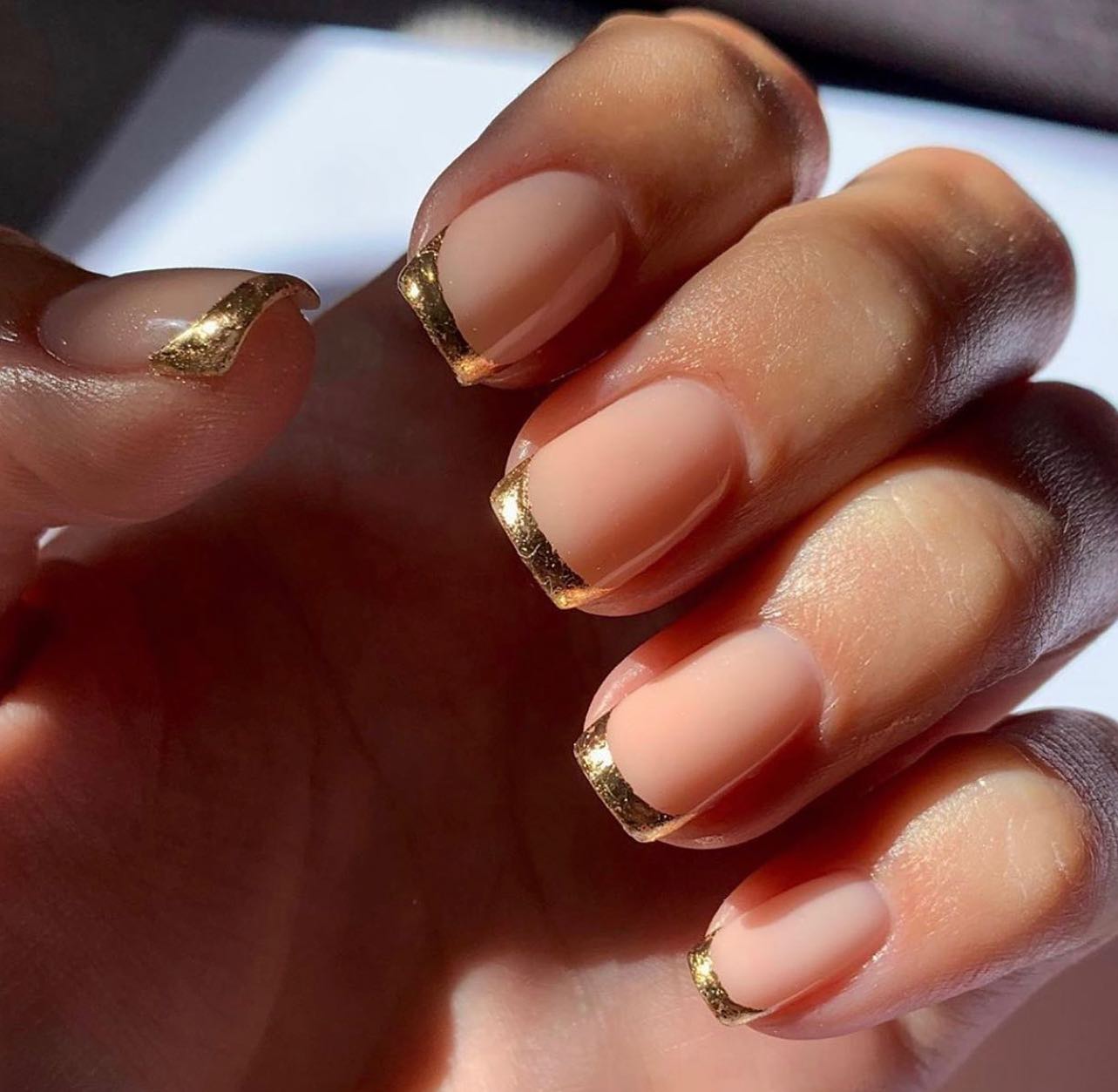 Gold Tip Acrylic Nails