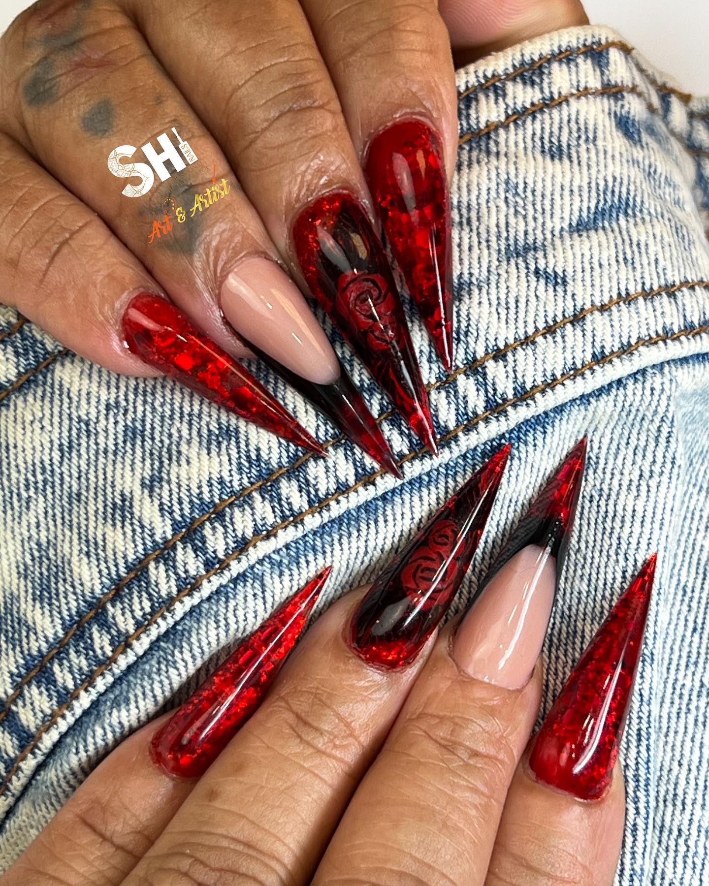 Gothic Black And Red Nails