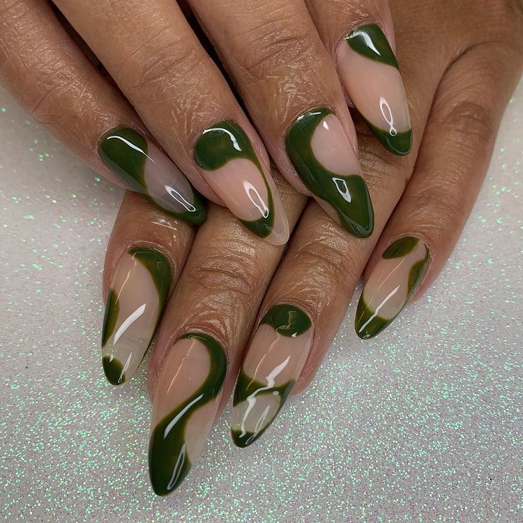 Green And Nude Nails