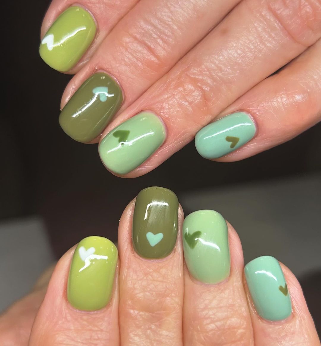 Green Heart Nails