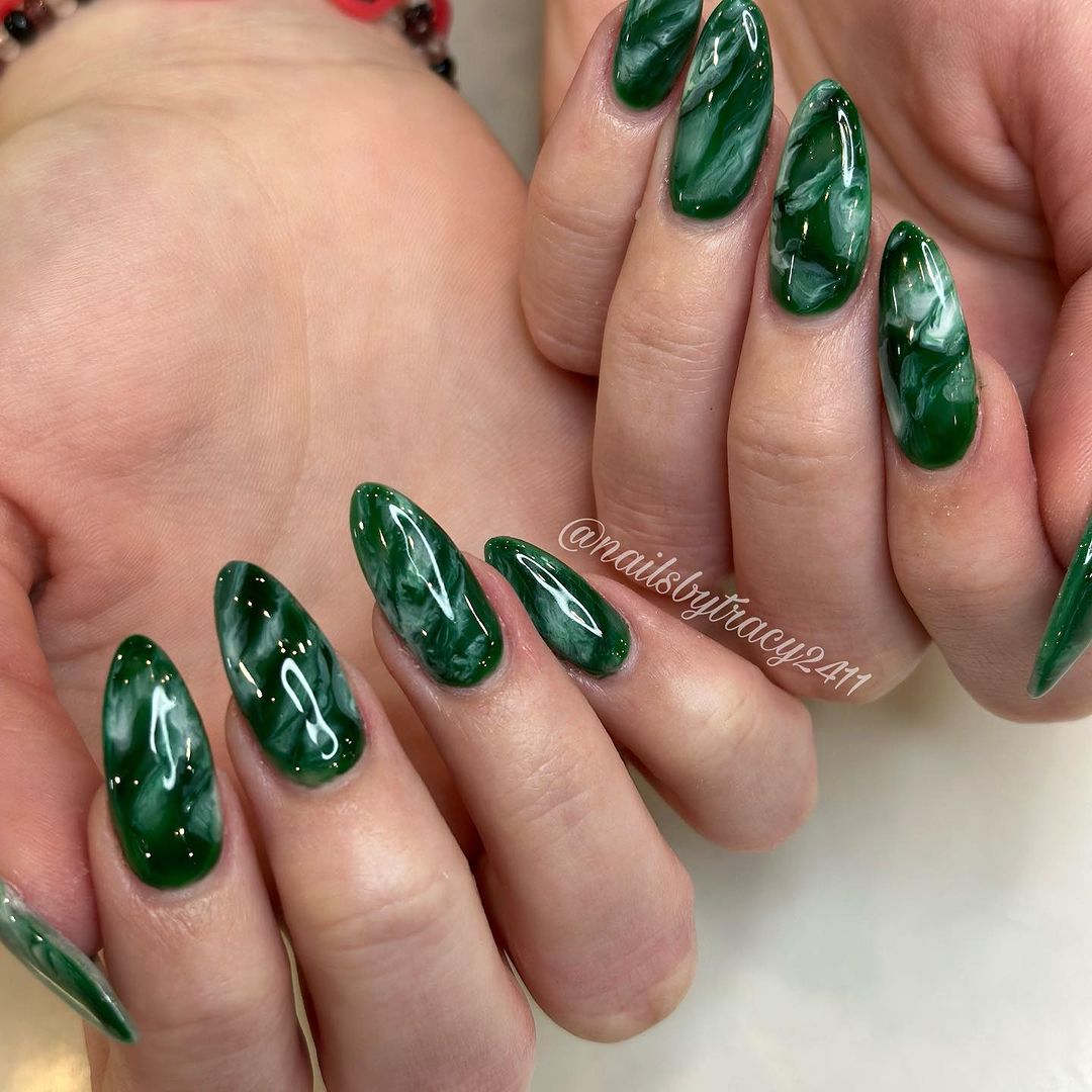 Green Marble Nails