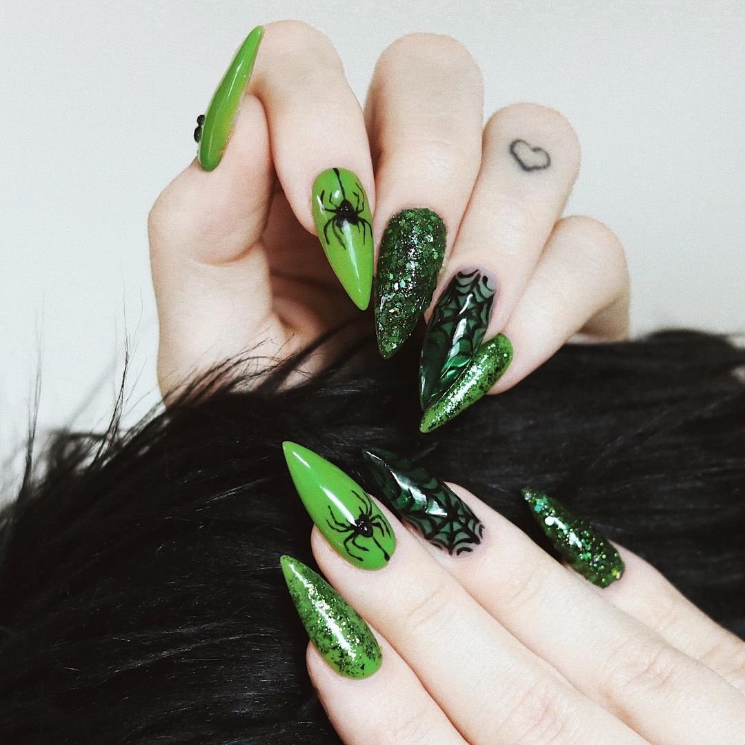 Green Stiletto Nails