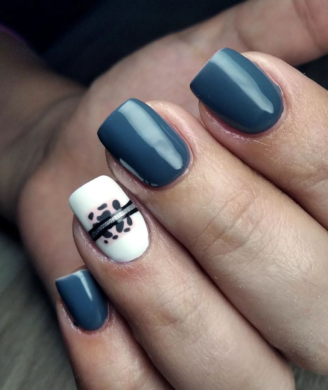 Greyish Blue Acrylic Nails