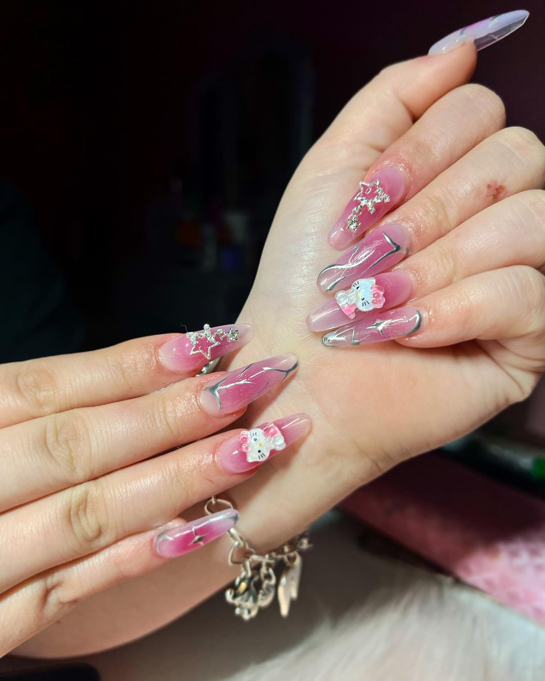 Hello Kitty Almond Nails