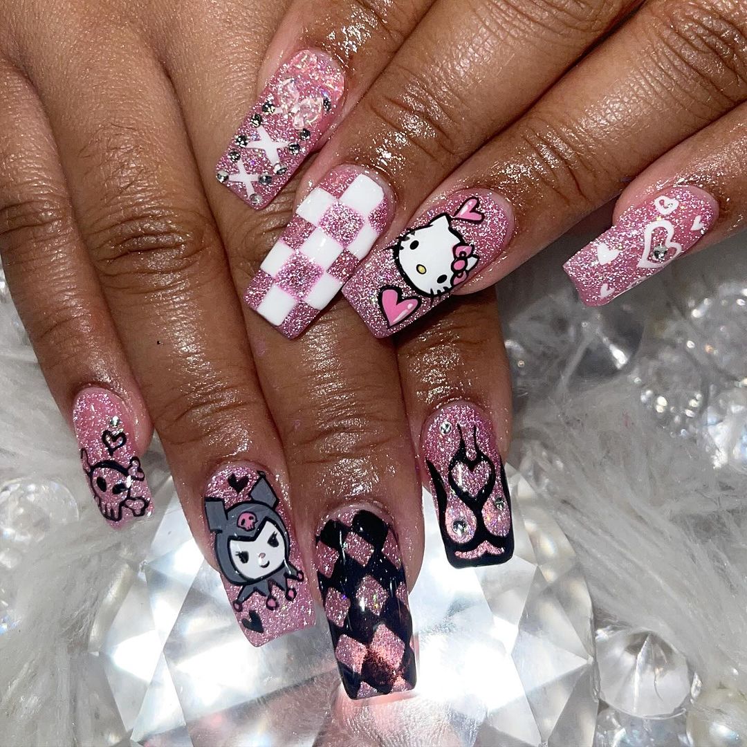Hello Kitty Kuromi Nails