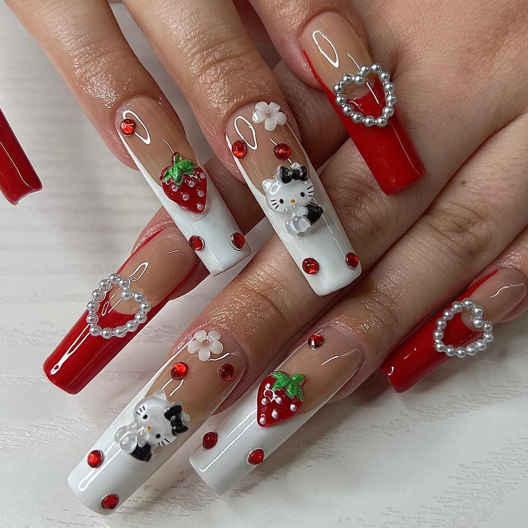 Hello Kitty Valentine's Nails