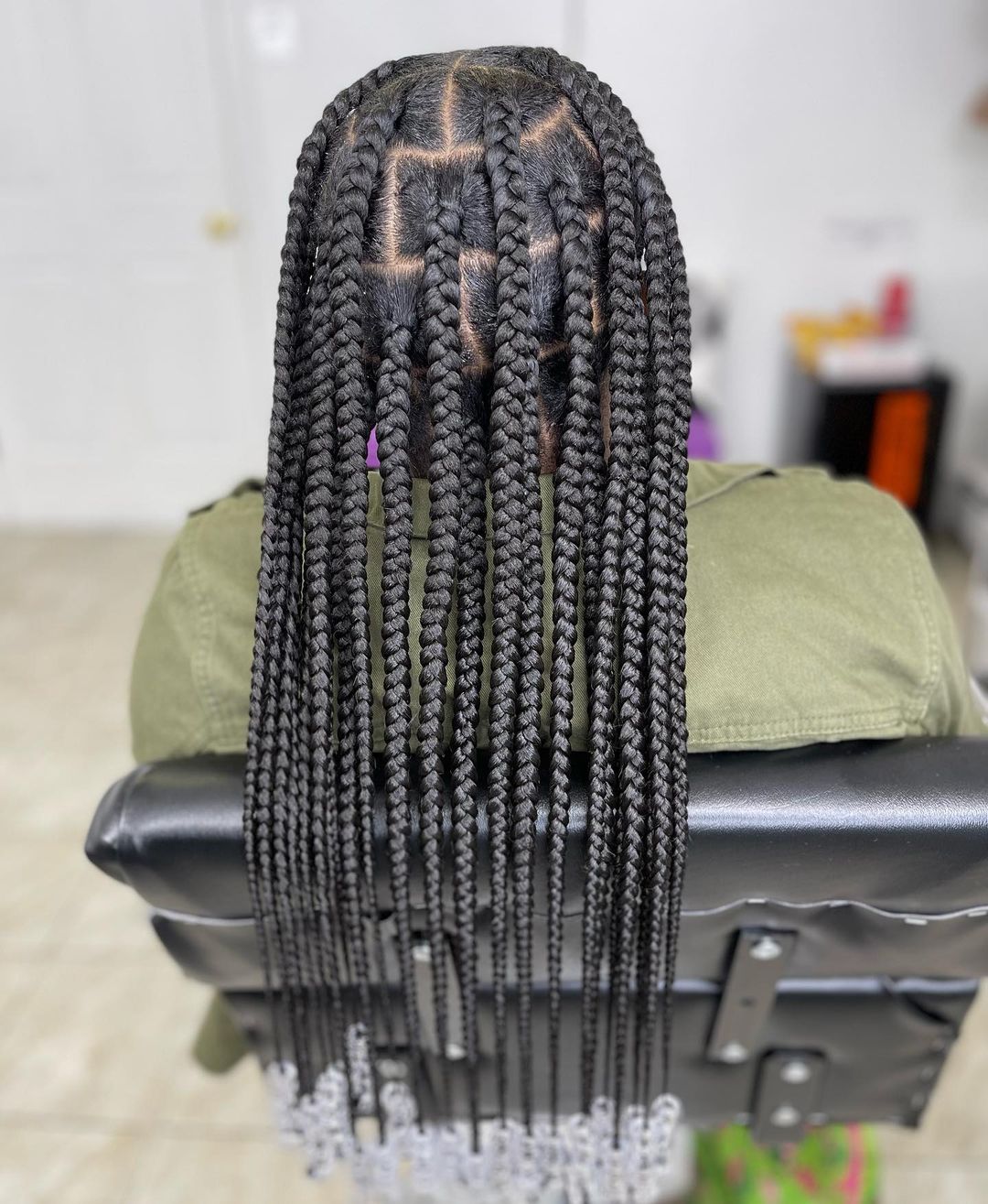Large Knotless Braids with Beads