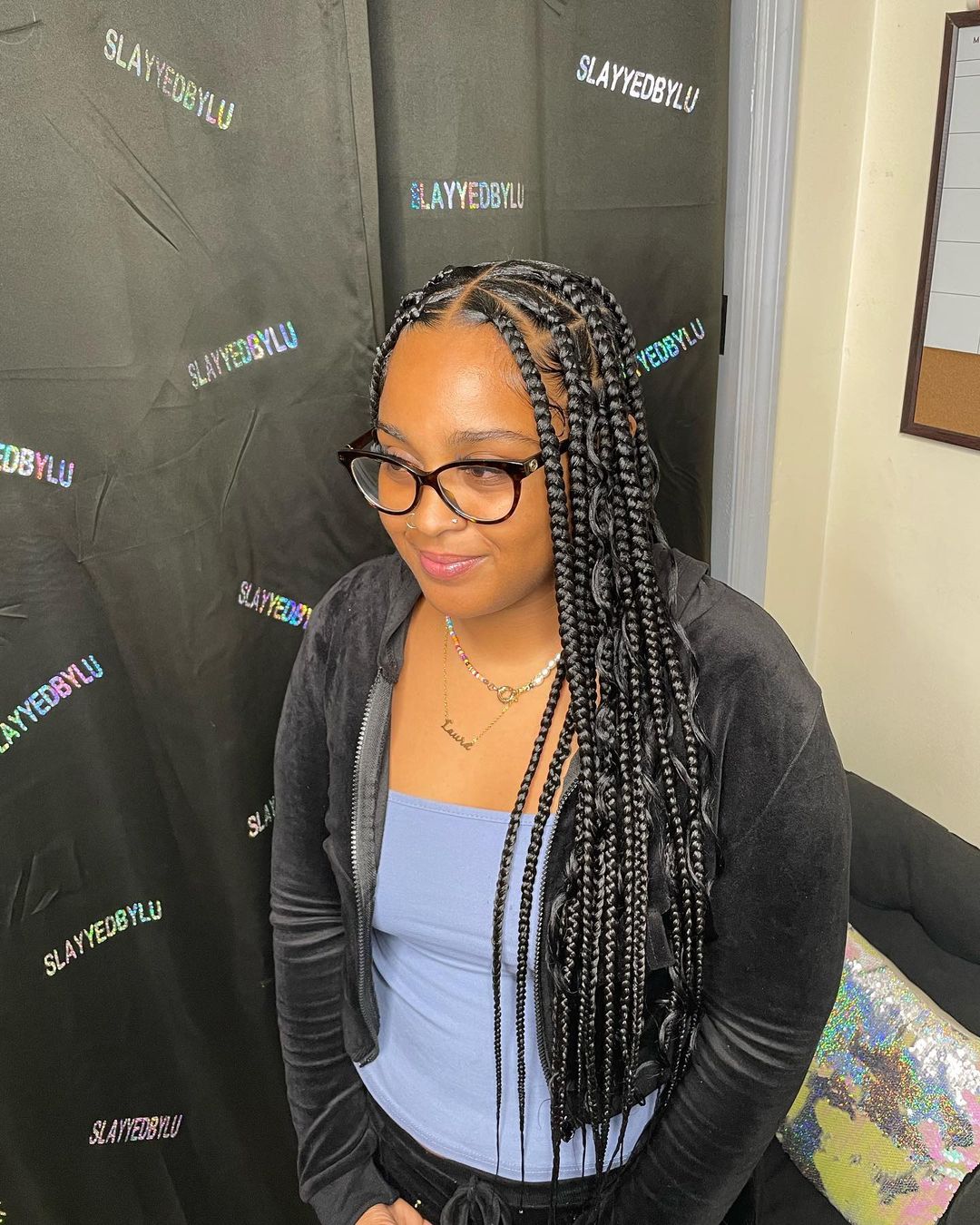 Large Triangle Knotless Braids