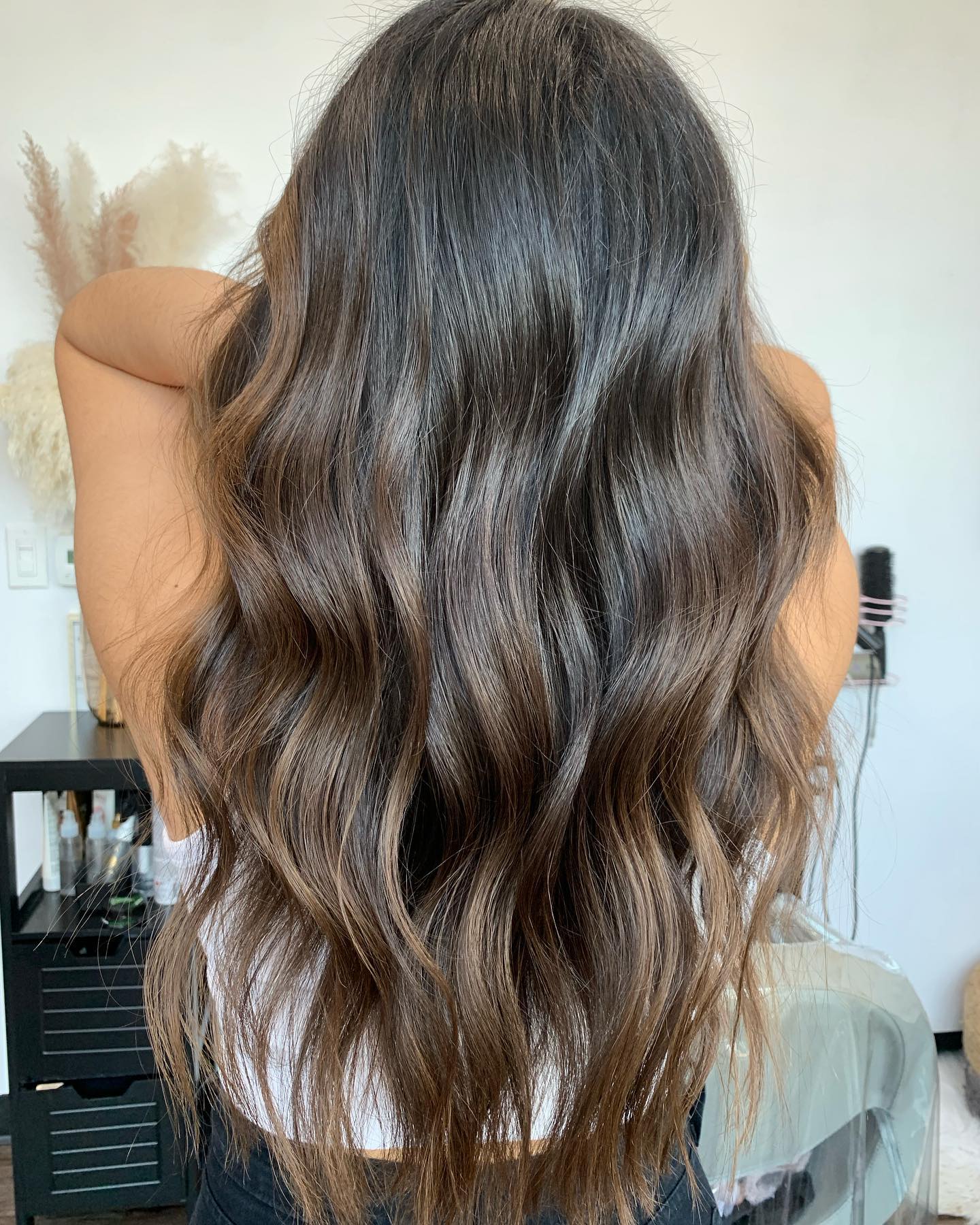 Latte Dark Brown Balayage with Money Pieces