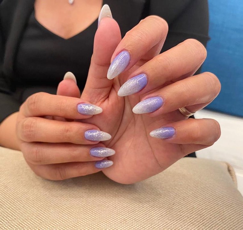 Lavender And Silver Nails