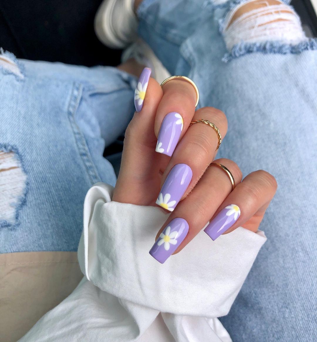 Lavender And White Nails