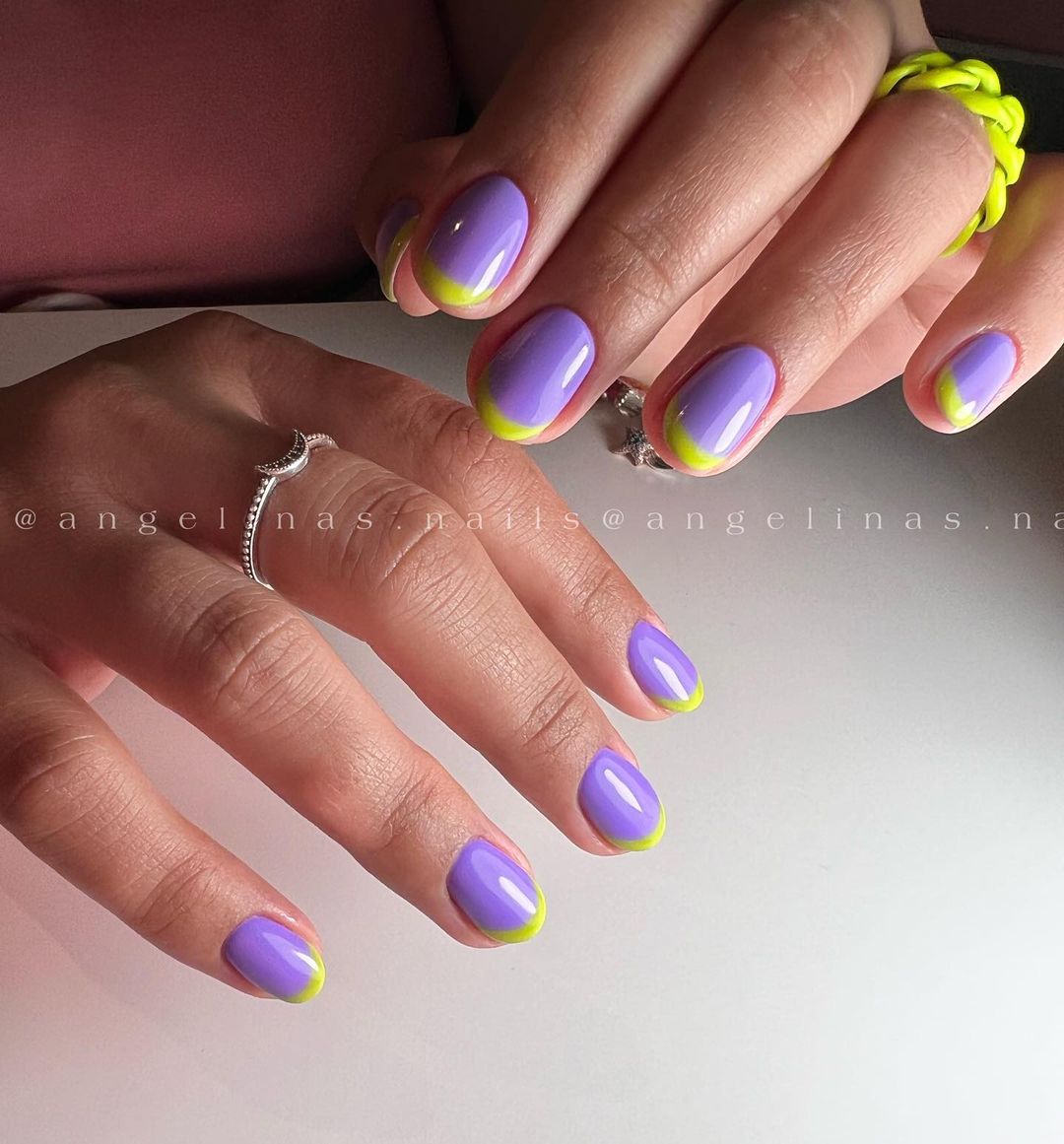 Lavender And Yellow Nails