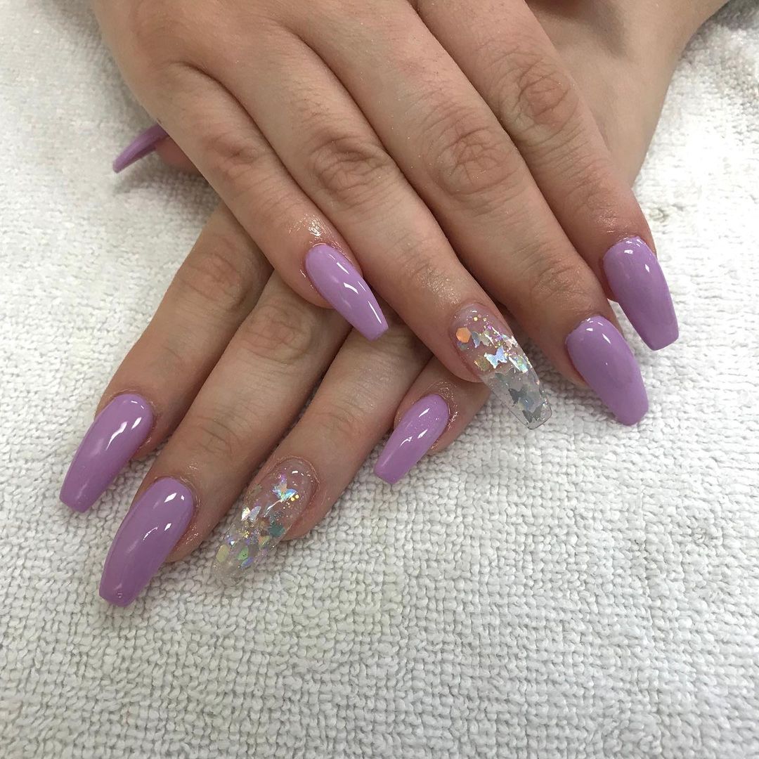 Lavender Butterfly Nails