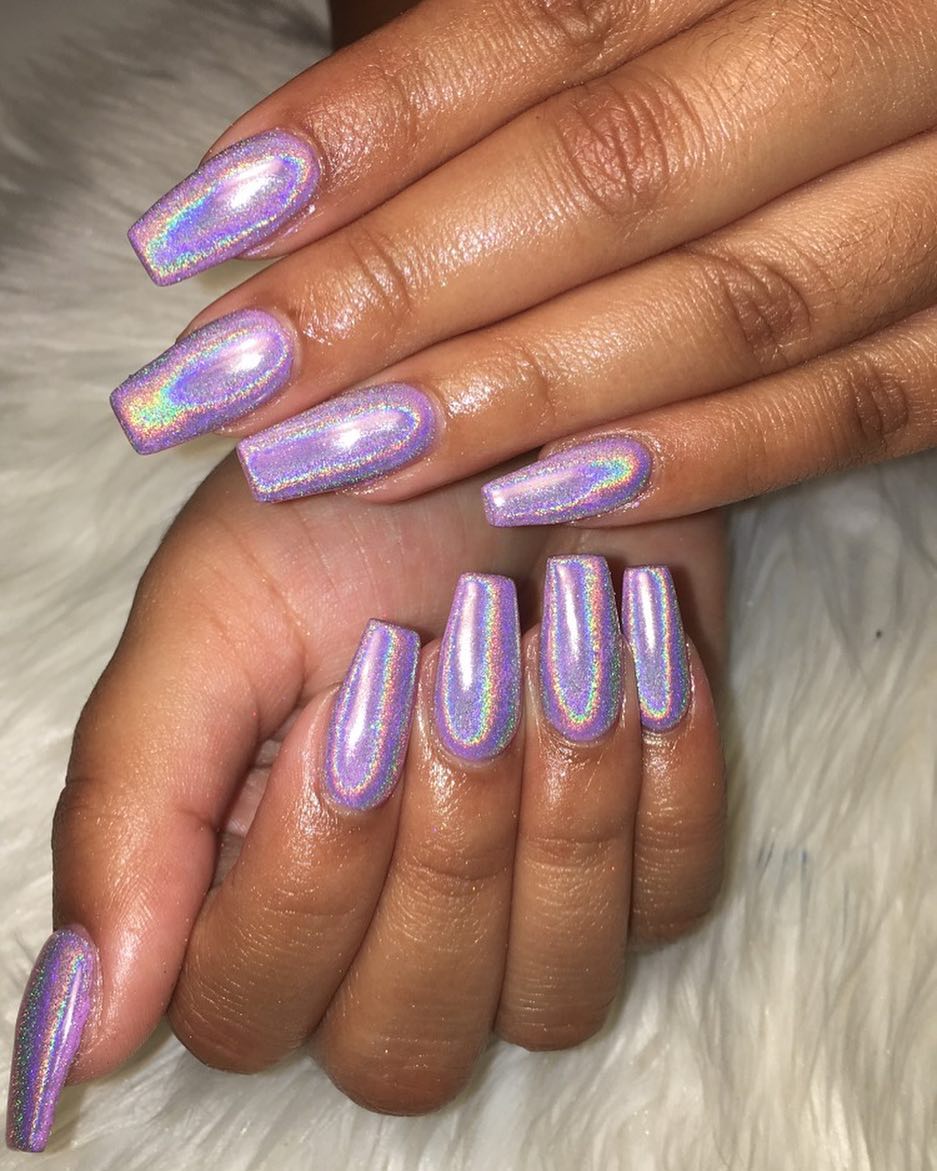 Lavender Holographic Nails