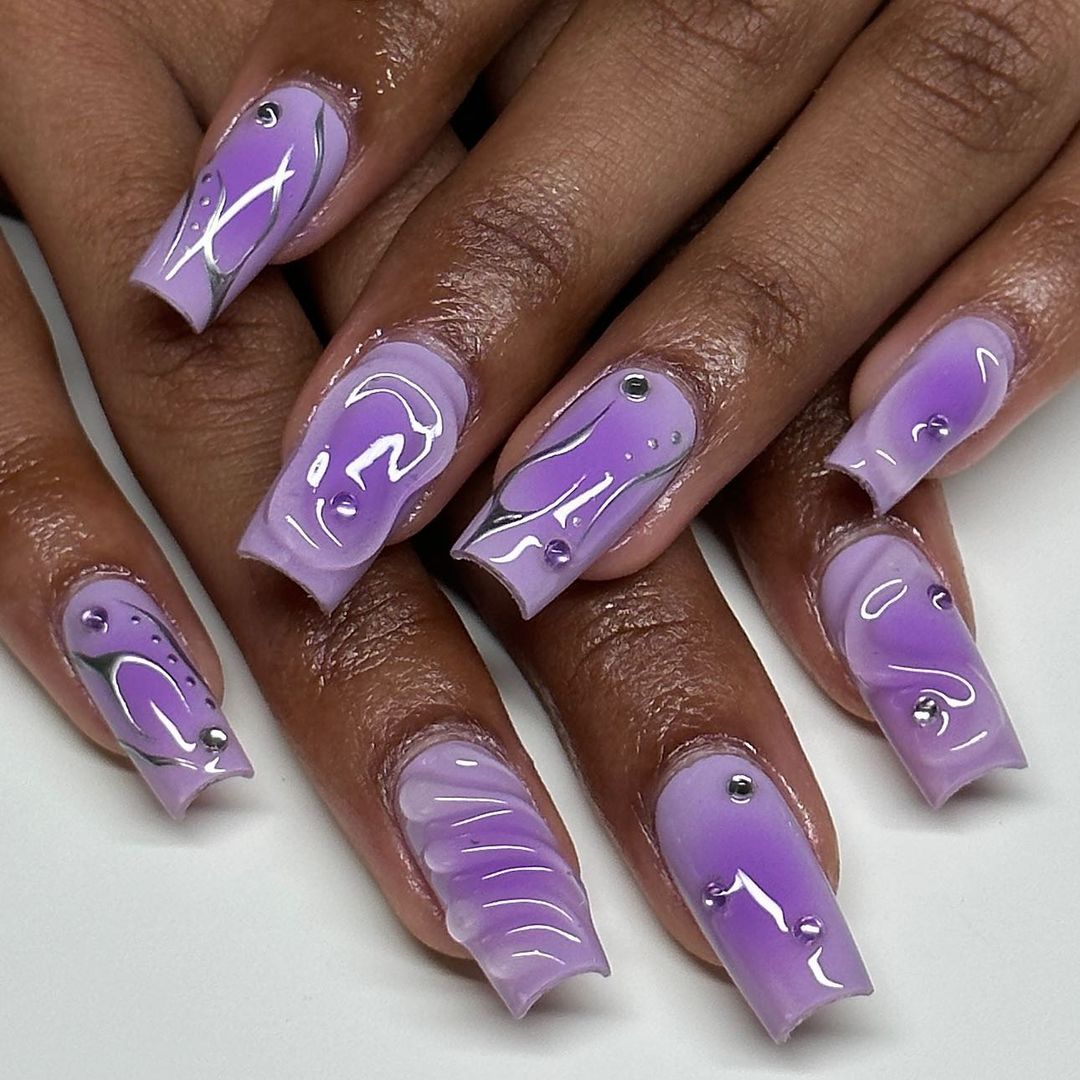 Lavender Square Nails