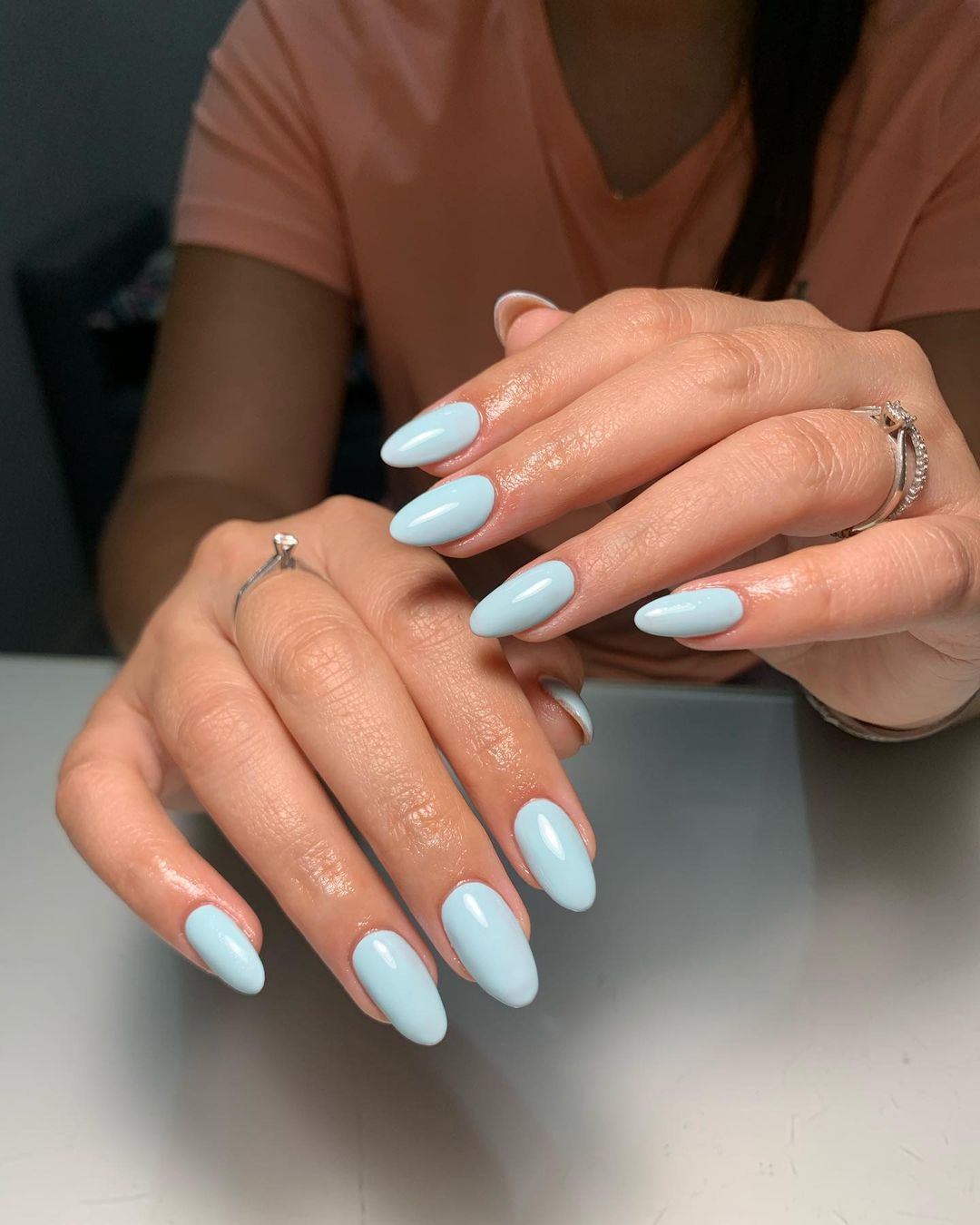 Light Baby Blue Nails