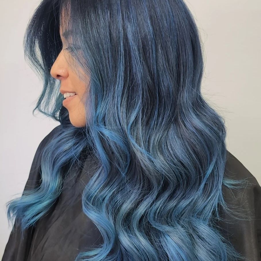 Light Blue Black Hair
