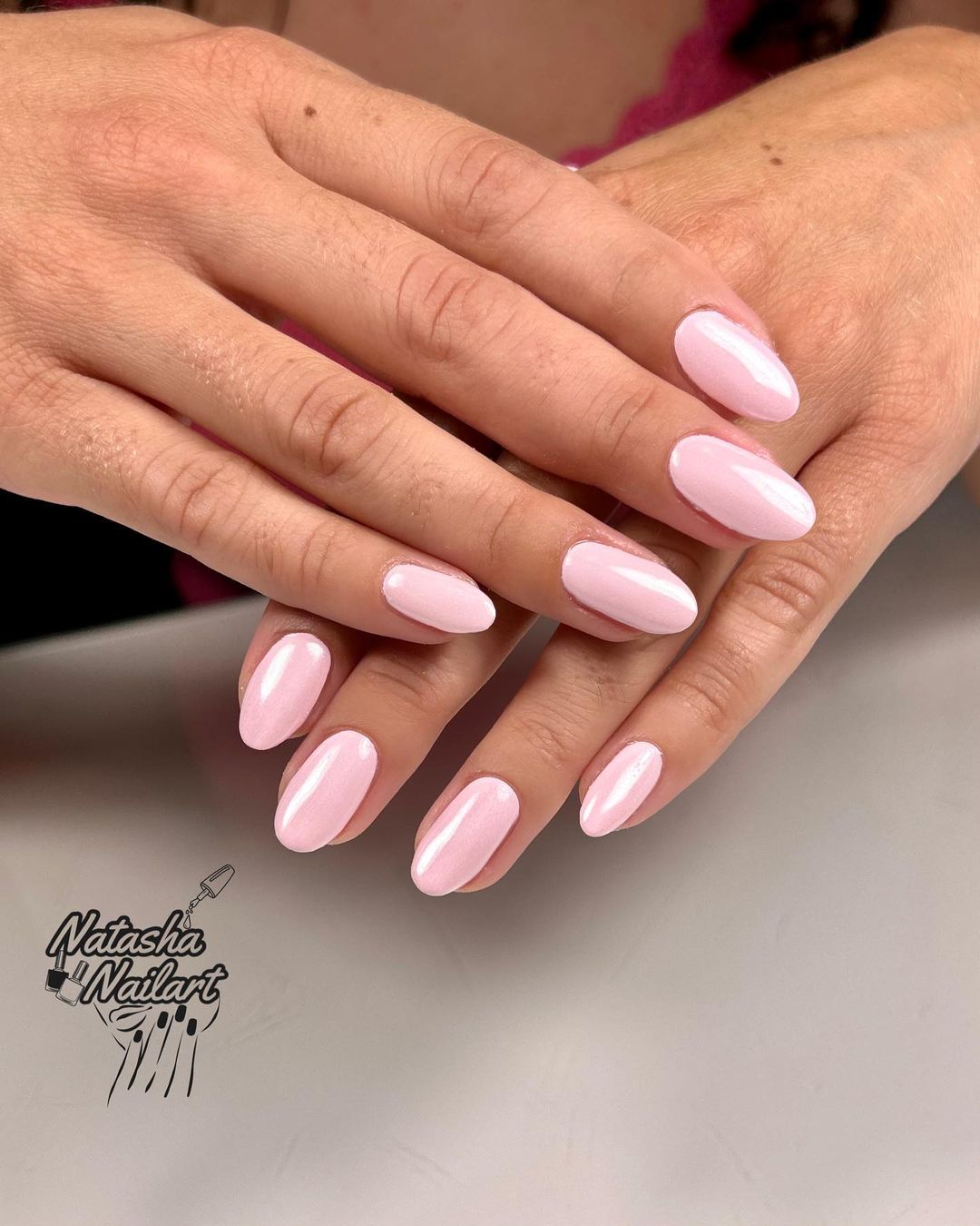 Light Pink Pearl Nails