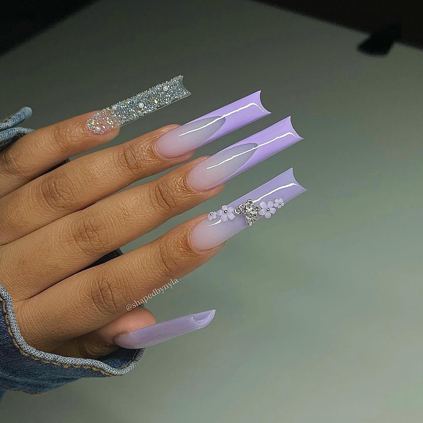 Light Purple Nails Long