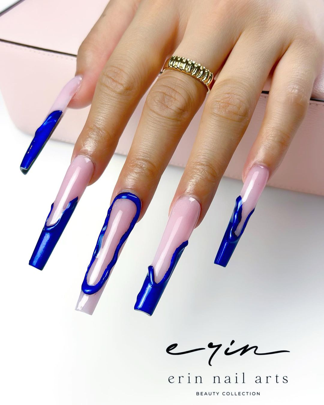 Long Blue Acrylic Nails