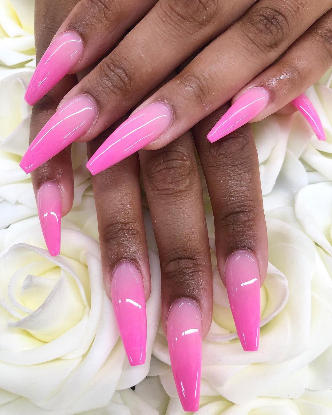 Long Pink Acrylic Nails