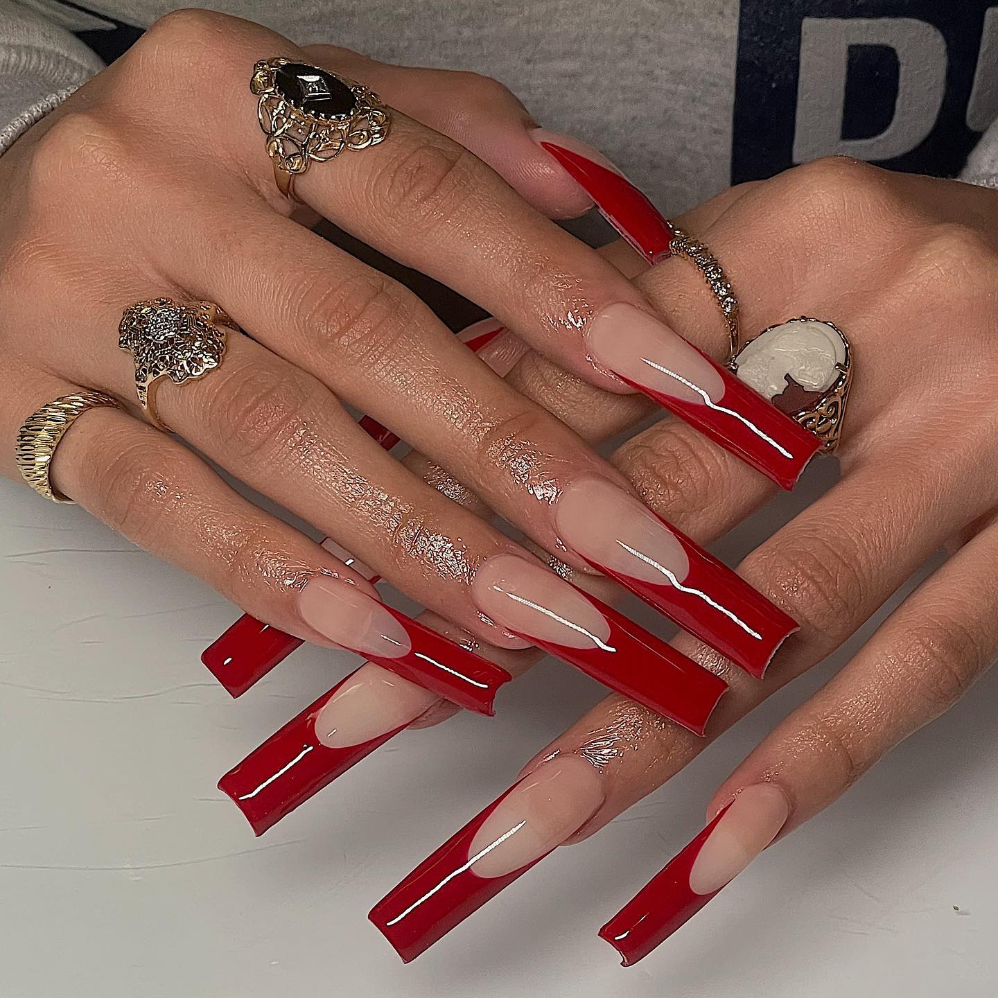 Long Red Coffin Nails