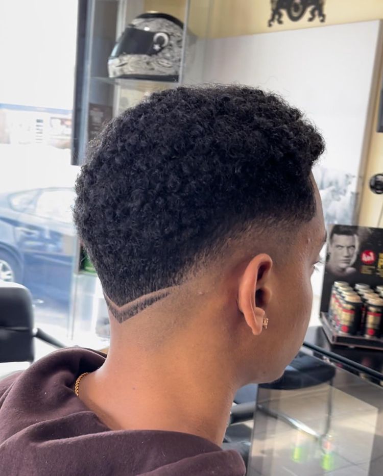 Low Fade V Cut Curly Hair