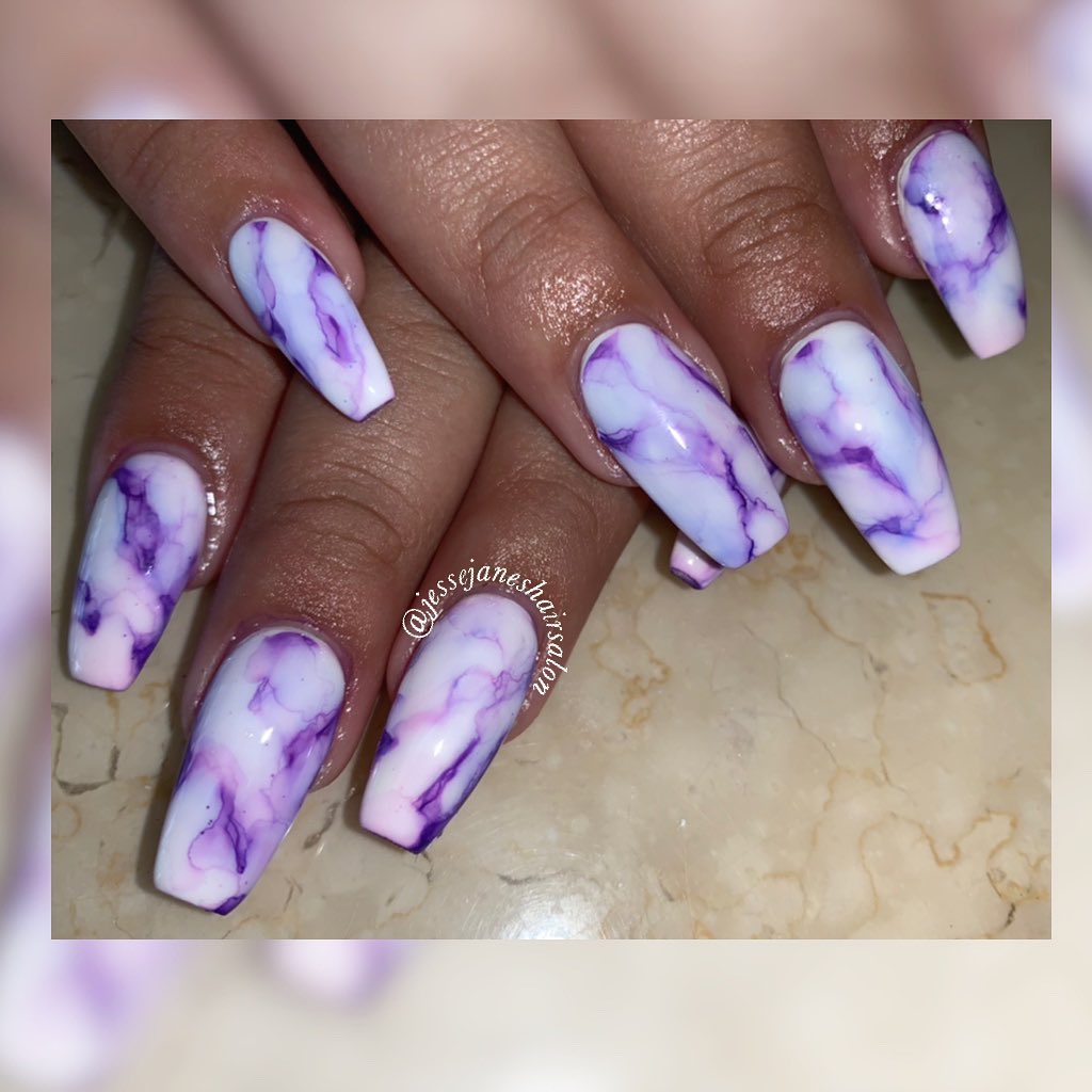 Marble Nails Purple