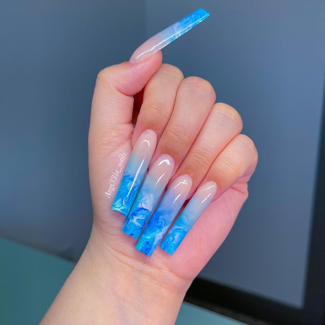 Marble Ombre Acrylic Nails