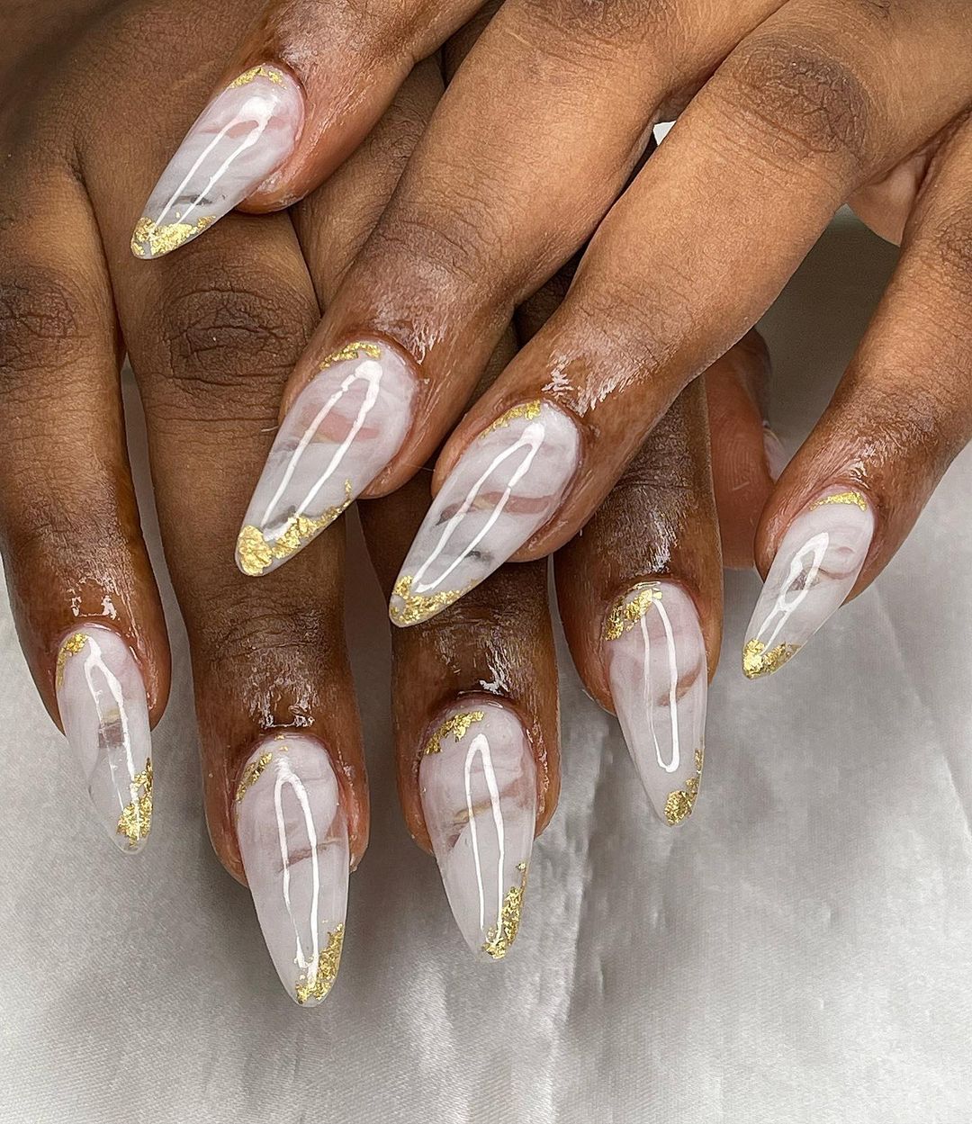 Marble White Nails