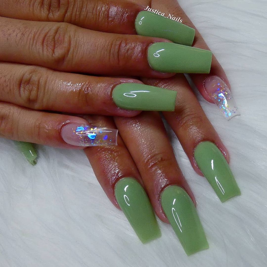 Matcha Green Acrylic Nails