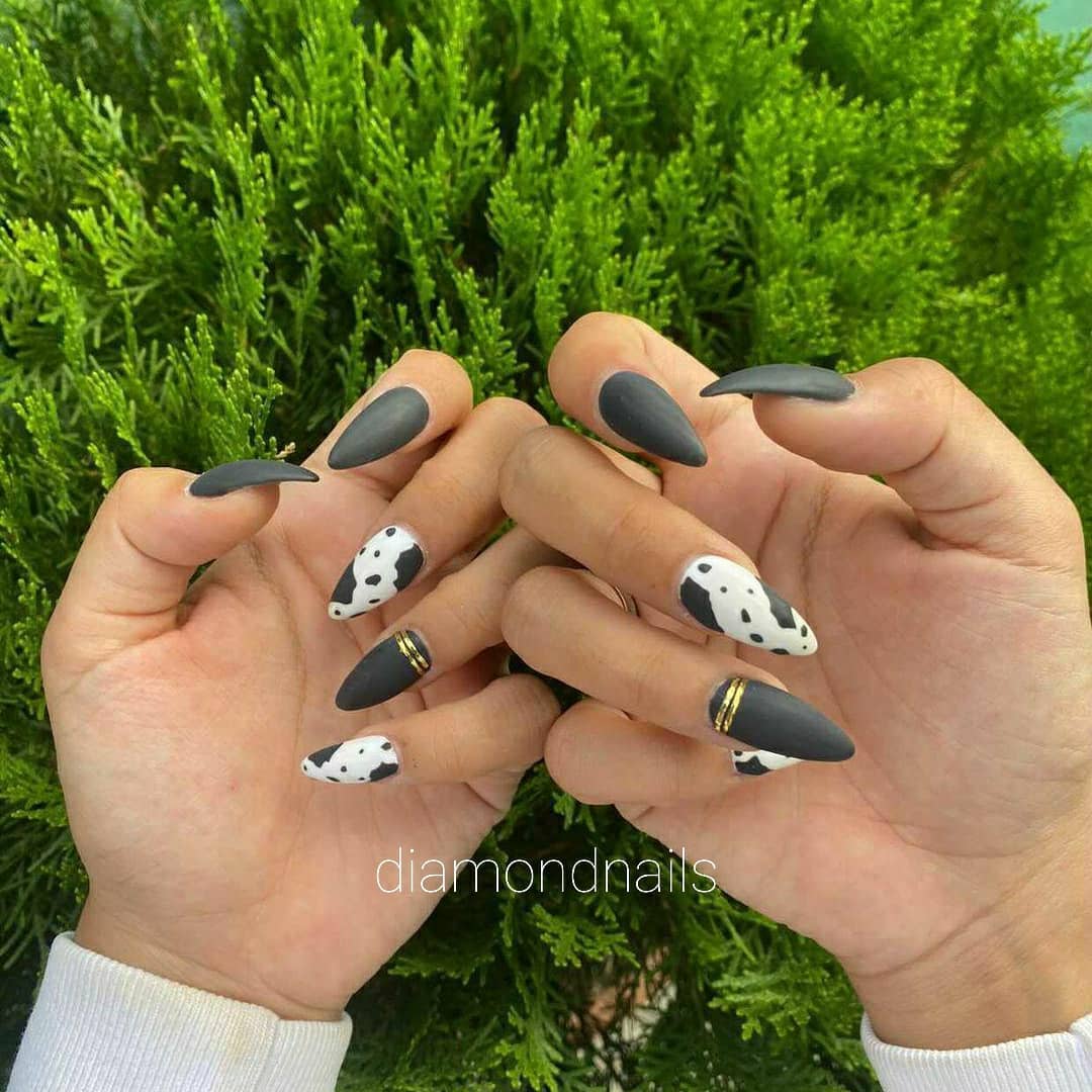 Matte Cow Print Nails