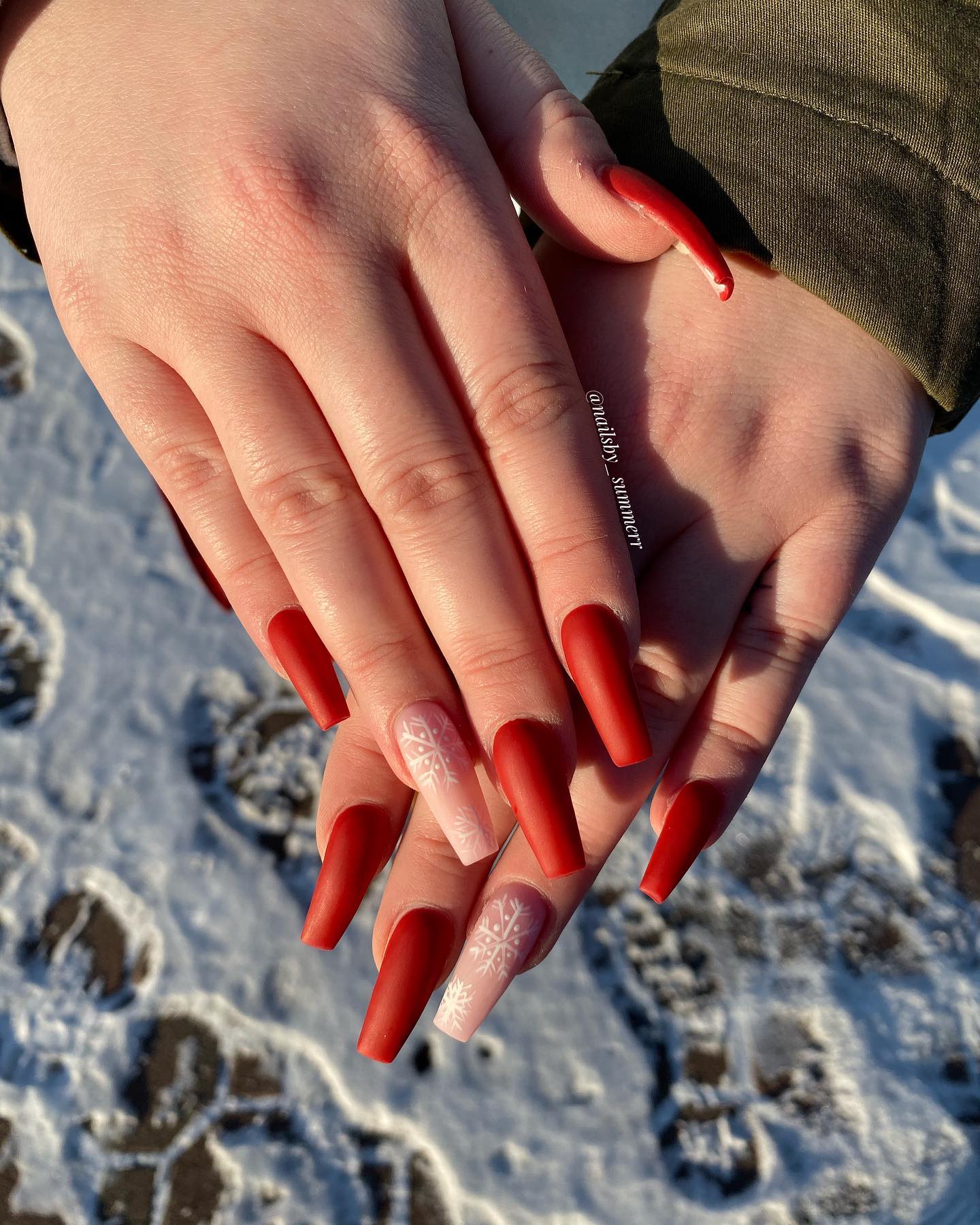 Matte Red Christmas Nails