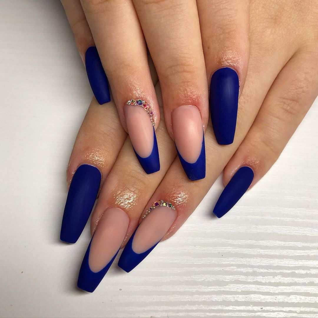 Matte Royal Blue Nails