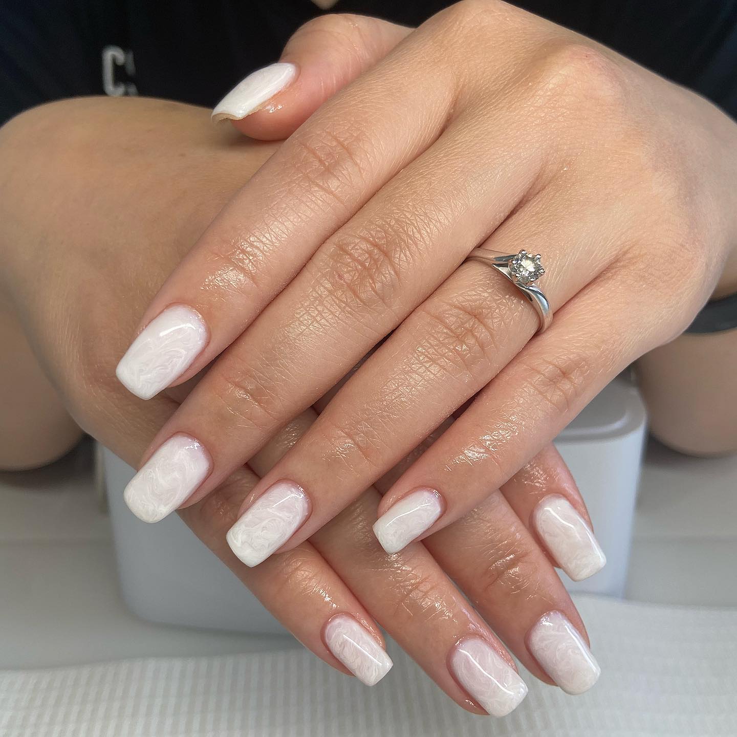 Medium Length Square White Nails