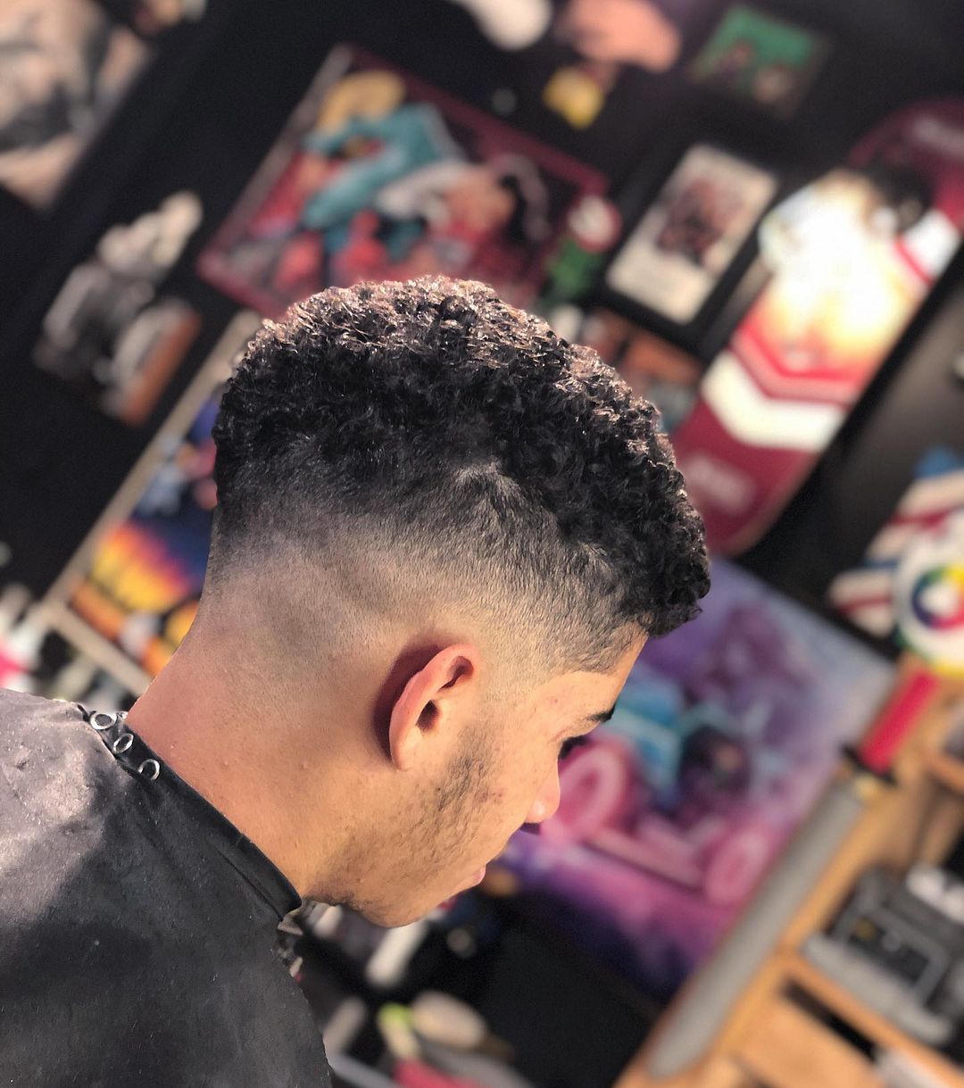 Mid Fade Curly Hair
